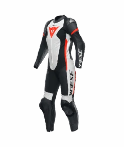 Dainese Grobnik Lady Leather 1PC Suit Perf. Schwarz/Weiss/Fluo-Rot