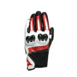 Dainese Mig 3 Unisex Leather Gloves Black/White/Lava-Red